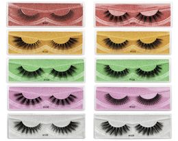 Shideshangpin Colourful False Eyelash 3D Imitation Mink Lashes 1 Pair of Natural Fake Eyelashes With Box Thick 5 Colour Base Card Wh6270062