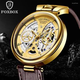 Wristwatches LIGE Leather Watch For Men Fashion Military Quartz Sport Waterproof Chronograph Clock Male Montre Homme