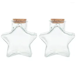 Vases 2 Pcs Wishing Bottle Landscape Drift Bottles Drifting Glass Five-pointed Star Shaped