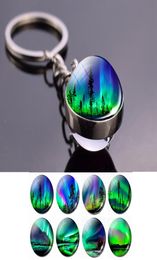 Northern Lights Tree Keychain Pendants Aurora Picture Glass Ball Key Chain Northerns Light Auroras Jewelry for Men Women Lovers Gi8001216
