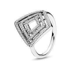 Real 925 Sterling Silver CZ Diamond Geometric Lines Ring with Logo and Original Gift Box Fashion Luxury Designer Jewelry Women Rings6398103