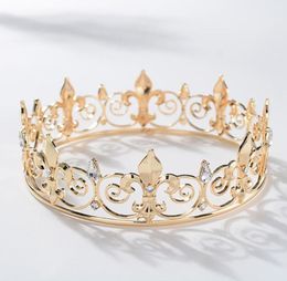 Metal Crowns And Tiaras For Men Royal Full King Crown Prom Party Hats Costume Cosplay Hair Accessories Gold Clips Barrettes8487273