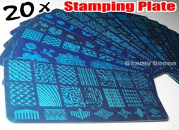NEW 20pcs XL FULL Nail Stamping Stamp Plate Full Design Image Disc Stencil Transfer Polish Print Template QXE01201530517