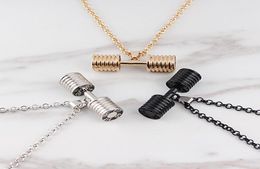 Chains Round Dumbbell Pendant Necklace Bodybuilding Gym Fitness Barbell For Men Women Sport Boho Jewellery Link Chain Fashion1805119