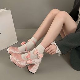 New Sweet Vintage Mary Janes Women Star Buckle Lolita Kawaii Platform Female Bow-knot Cute Designer Shoes