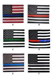 American Police Thin Blue Line Flag 3x5 High Quality Polyester First Responder Red Green Grey Flags USA Policeforce Banner3721620