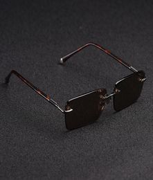 zerosun Glass Sunglasses Male Rimless Sun Glasses for Men Brown Stone Lens Anti Scratch Brand Designer Vintage Eyewear4799906