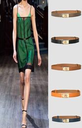 Belts Knob Buckle Ladies Leather Belt Vintage Fashion Luxury Designer Belt Women High Quality Brand Fashion Show Slim Dress Girdle9301958