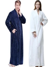 Men Winter Thermal Plus Size Extra Long Thick Grid Flannel Bathrobe Mens Zipper Warm Bath Robe Dressing Gown Male Luxury Robes8590166