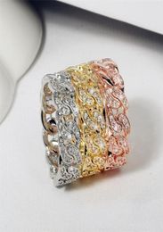 Hip Hop Ins Top Selling Vintage Jewellery 925 Sterling Silver&Rose Gold Rings 5A CZ Crystal Zircon Party Women Wedding Band Ring Gift3484324