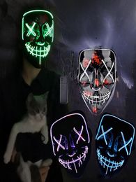 Halloween Horror mask LED Glowing masks Purge Masks Election Mascara Costume DJ Party Light Up Masks Glow In Dark 10 Colors 6790361