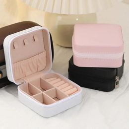 Jewelry Pouches 1PC Organizer Display Travel Zipper Case Boxes Earrings Necklace Ring Portable Box Leather Storage J