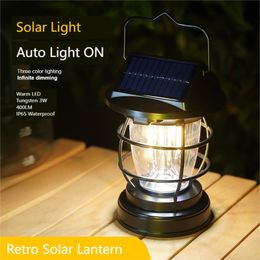 Solar Camping Lights, Portable Rechargeable Camping Lantern 400 Lumen, Super Bright Waterproof Camping Lantern for Outdoor Hiking Fishing Emergency