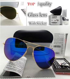 Top Quality Glass Lens Pilot Vintage Eyewear Men Women Sunglasses UV400 Brand Design 58MM 62MM Unisex Mirror Sun Glasses Better Ca4569482