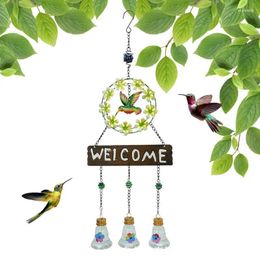 Decorative Figurines Water Bottle Hummingbird Feeder Outdoor Anti-ant Bird Feeding Wind Chime Tie-Dye Flowers Design
