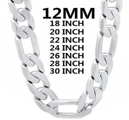 Chains Solid 925 Sterling Silver Necklace For Men Classic 12MM Cuban Chain 1830 Inches Charm High Quality Fine Jewelry WeddingCha3165415