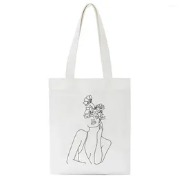 Shopping Bags Aesthetic Casual Abstract Art Literary Style Women Bag Large-capacity Female Personality Canvas Tote Shoulder