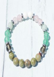 MG0399 New Design Unakite Jasper Bracelet for Women Natural Moonstone Rose Quartz Bracelet Negative Balance Energy Jewelry5994805