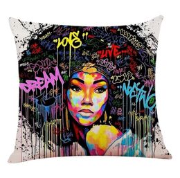 Girl Lady Oil Painting Pillow Case Women Home Art Decoration Sofa Throw Pillow Case Cotton Linen Cushion Cover 45x45cm4628418