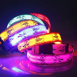 LED Dog Collar Light Night Safety Nylon Pet Glowing Luminous Perro Luz Bright Electronic Pets Items 240508