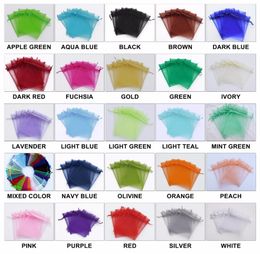 500pcs Mixed Organza Wedding Favor Gift Candy Sheer Bags Jewelry Pouch 7X9CM6989422