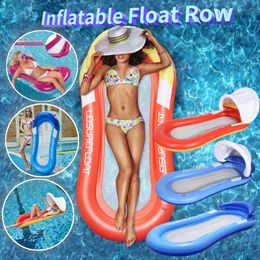 Foldable Inflatable Floating Row Summer PVC Swimming Pool Air Mattresses Water Float Bed Lounger Chair Hammock Beach Pool Party 240508
