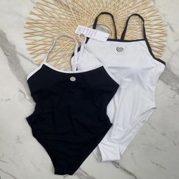 Sexy Split Swimsuit Solid Bikini Set Threaded Nylon Swimwears High Waist Wth Pads Ladies Bathing Suit Summer Sling Swimming Black White 235K