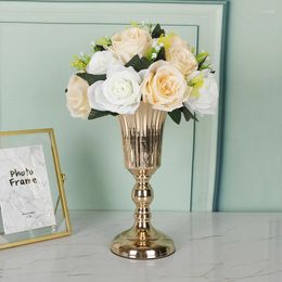 Vases 1PC Road Guide Metal Trumpet Centrepieces Vase Flower Holder Wedding Props Welcome Area Desktop