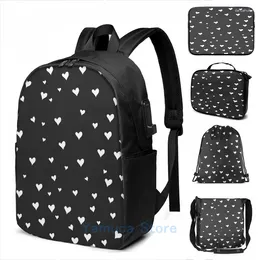 Backpack Funny Graphic Print Black & White Happy Mood USB Charge Men School Bags Women Bag Travel Laptop