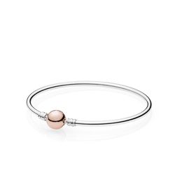 925 Sterling Silver Bangle Bracelet Set Original Box for Rose gold Clasp Charm Bangle for Men Women Gift Jewelry5399739