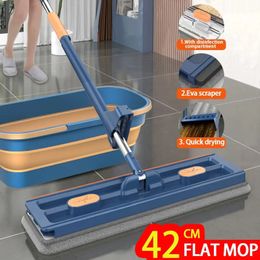 360°Rotating Flat Mop SelfContained Dewatering Large Scraper For Home Style Hardwood Floor Deep Rotatable Cleaning 240508