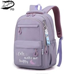 Backpacks Fengdong Kawaii School Backpack Girl Cute School Bag Waterproof Book Bag Youth University Student Big Travel Shoulder Bag WX