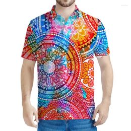 Men's Polos Colourful Mandala Pattern Polo Shirts For Men 3d Printed Bohemian T-shirt Women Summer Casual Short Sleeves Tops Loose Tee Shirt