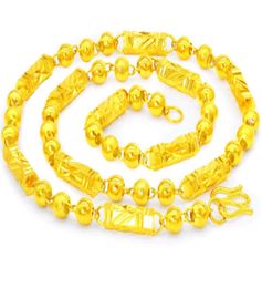 24 Zoll 24 Karat Gold plattiert Buddha Perlenketten Halskette für Herrengelb Kupfer Sechskant Halsketten Juwely1213160