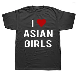 Men's T Shirts I Love Asian Girls Shirt Tees Clothing Funny T-Shirt Classic Man Gift Top Tee Print Men Short Sleeve