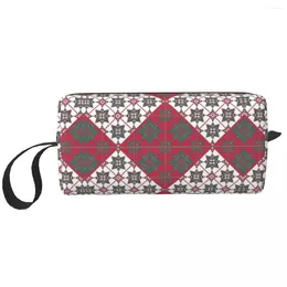 Storage Bags Kabyle Pattern Cosmetic Bag Women Cute Large Capacity Geometry Amazigh Makeup Case Beauty Toiletry