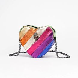 Mini Kurt Geiger Women Eagle Heart Rainbow shoulder Bags small PU Leather Chains Flap Small Handbag clutch bag Diamond designer bags for women luxury crossbody bag