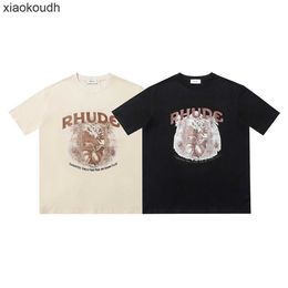 Rhude High end designer clothes for Small trend herb simple printing high weight double yarn cotton casual short sleeve Tshirt for men and women With 1:1 original label
