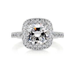 SGARIT Fine Jewelry 10K 14K 18K White Gold 2.5CT Cushion Halo Moissanite Diamond Ring Pave Setting Moissanite Engagement Ring