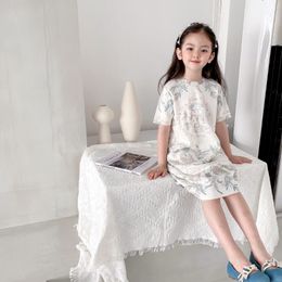 baby Girls Dress Spring Fall European and American Style Flower short sleeve dresses Toddler Girl Clothing 2-14 Yrs 195l