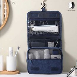 Cosmetic Bags Portable toilet face bag with hook waterproof womens bathroom cosmetics storage bag large capacity travel mens makeup box d240425