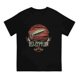 ts Summer Mens T-shirt Led Band Zeppelin Airship Print T-shirt Zep Eternal Echo Ensemble Unique Short Sleeve Extra Large Mens Wear J240506