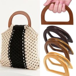 D Shape Bag Handles DIY Replacement Handbag Tote Purse Bags Straps Detachable Wooden Handle Accessories 240429