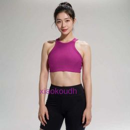 Designer Tops Sexy LUL Women Yoga Underwear Airs Ribbed Sports Bra forLUL Women with High Tie Chest Pad Yoga Vest Herringbone Back Fitness