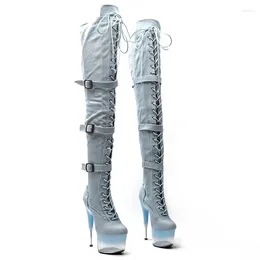 Dance Shoes Auman Ale 17CM/7inches Suede Upper Sexy Exotic High Heel Platform Party Women Boots Nightclubs Pole 179