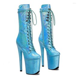 Dance Shoes Auman Ale 20CM/8inches PU Upper Sexy Exotic High Heel Platform Party Women Round Toe Ankle Boots Pole 189
