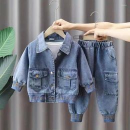 Clothing Sets Spring Autumn Cowboy Child 2024 Korean Version Clothes For Teens Kids Boys Two-Piece Denim Coat Casual Jacket