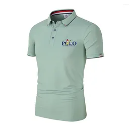Men's Polos Summer Breathable Quick Drying Classic Printed Polo Shirt Business Casual T-shirt Button Collar Plus Size