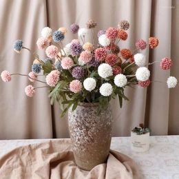 Decorative Flowers 3PC 5 Heads Artificial Dandelion Flower Ball Plastic Retro Long Stem Branches For Home Wedding Decorations Fake