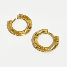 Hoop Earrings Peri'sBox Gold Color Small Simple Geometric Circular Spiral Pattern Copper For Women Trendy Vintage Huggie Earring